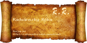 Radvánszky Réka névjegykártya